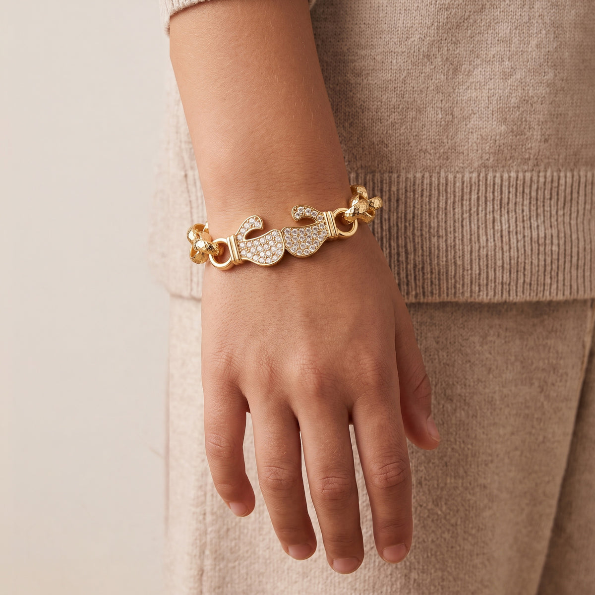 6 inch Boxing Glove Belcher Bracelet With Crystals