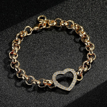 Kids 8mm Gold Open Heart Belcher Bracelet Stones 6/6.5 Inch