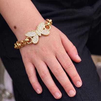 6 inch Butterfly Belcher Bracelet With Crystals