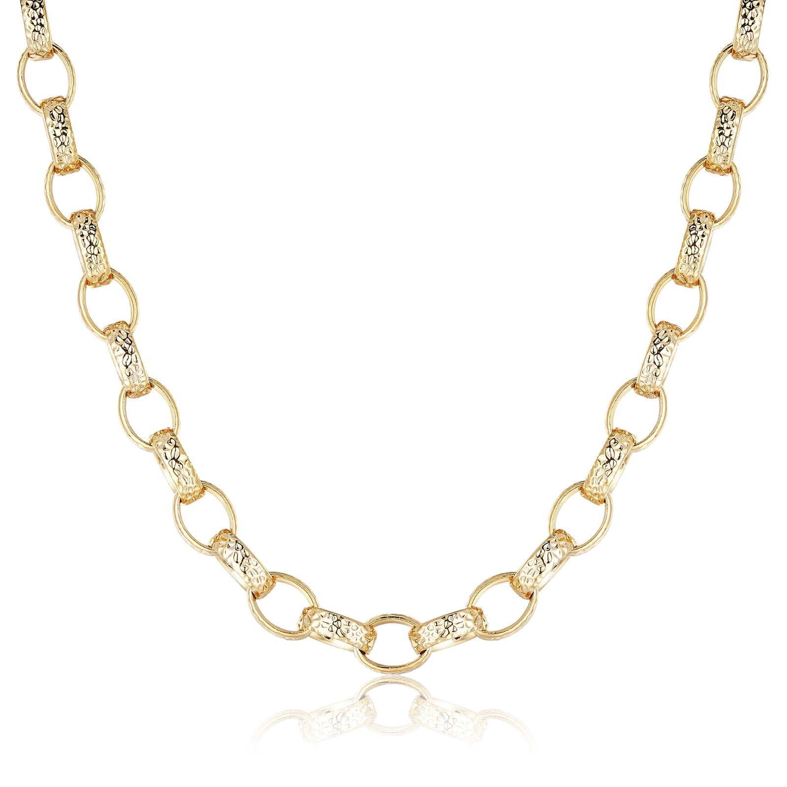Gold 10mm Hammered Oval Belcher Necklace – 22-Inch