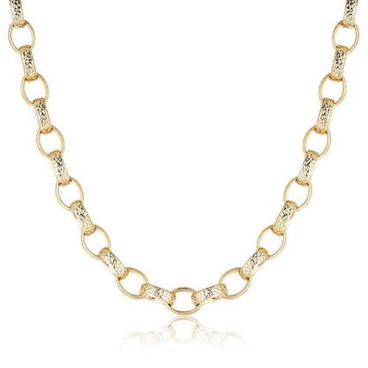 Gold 10mm Hammered Oval Belcher Necklace – 22-Inch