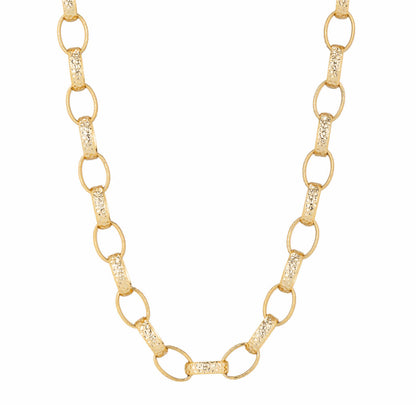 Gold 10mm Hammered Oval Belcher Necklace – 22-Inch