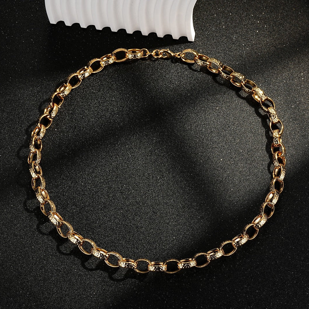 10mm gold hammered oval belcher chain 22 inch