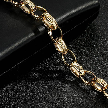 10mm Gold-Filled Hammered Oval Belcher Bracelet - Adjustable 8 Inch