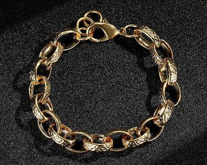 10mm gold hammered oval belcher bracelet