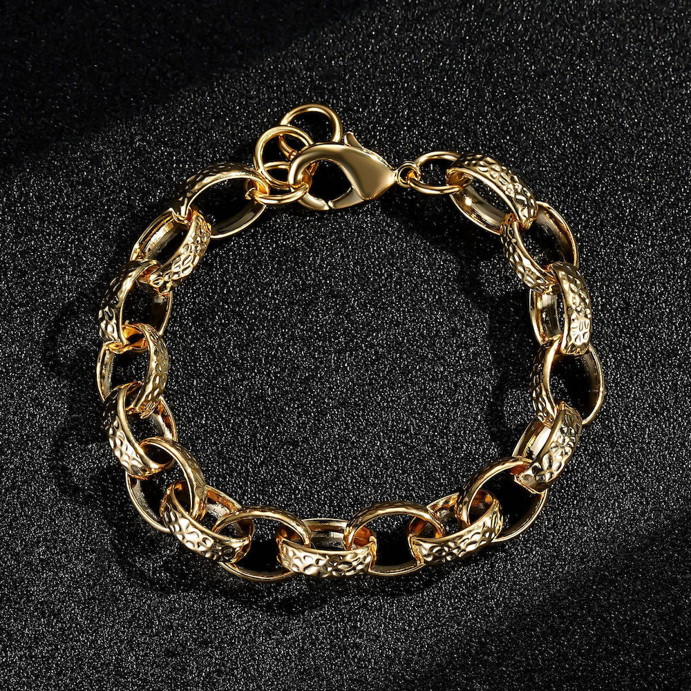 10mm 9ct Gold Filled Belcher Bracelet - 8 Inches, Lobster Claw Clasp, Premium Gift, Made In Italy