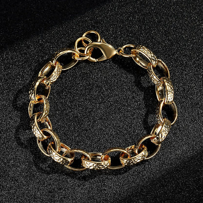 10mm Gold-Filled Hammered Oval Belcher Bracelet - Adjustable 8 Inch