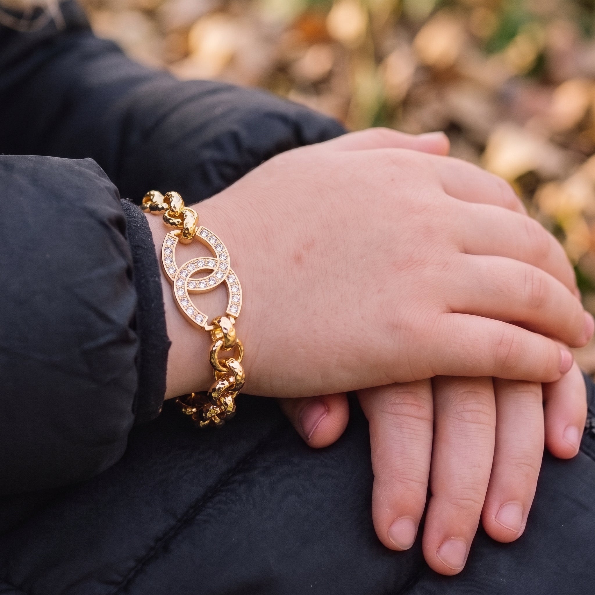 Gold Horseshoe Crystal Belcher Bracelet 6inches
