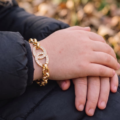 Gold Horseshoe Crystal Belcher Bracelet 6inches