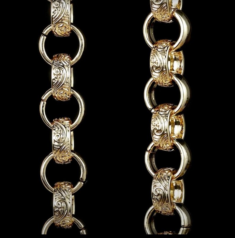 15mm Gold Ornate Filigree Belcher Chain 24” Heavy Statement Necklace 210g