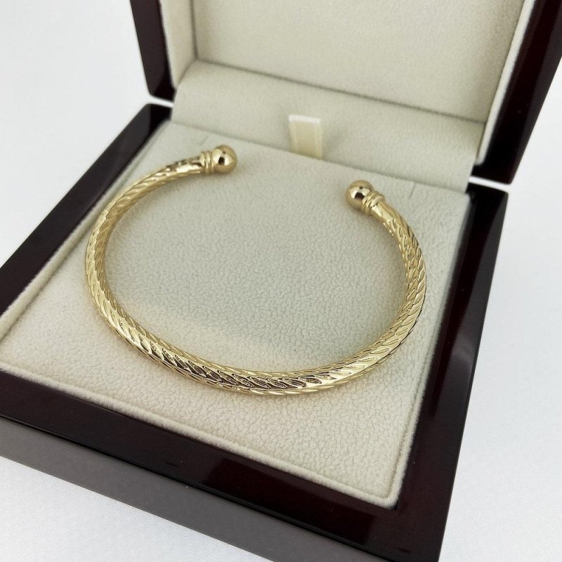 New 4mm Gold Twisted Torque Bangle Adjustable