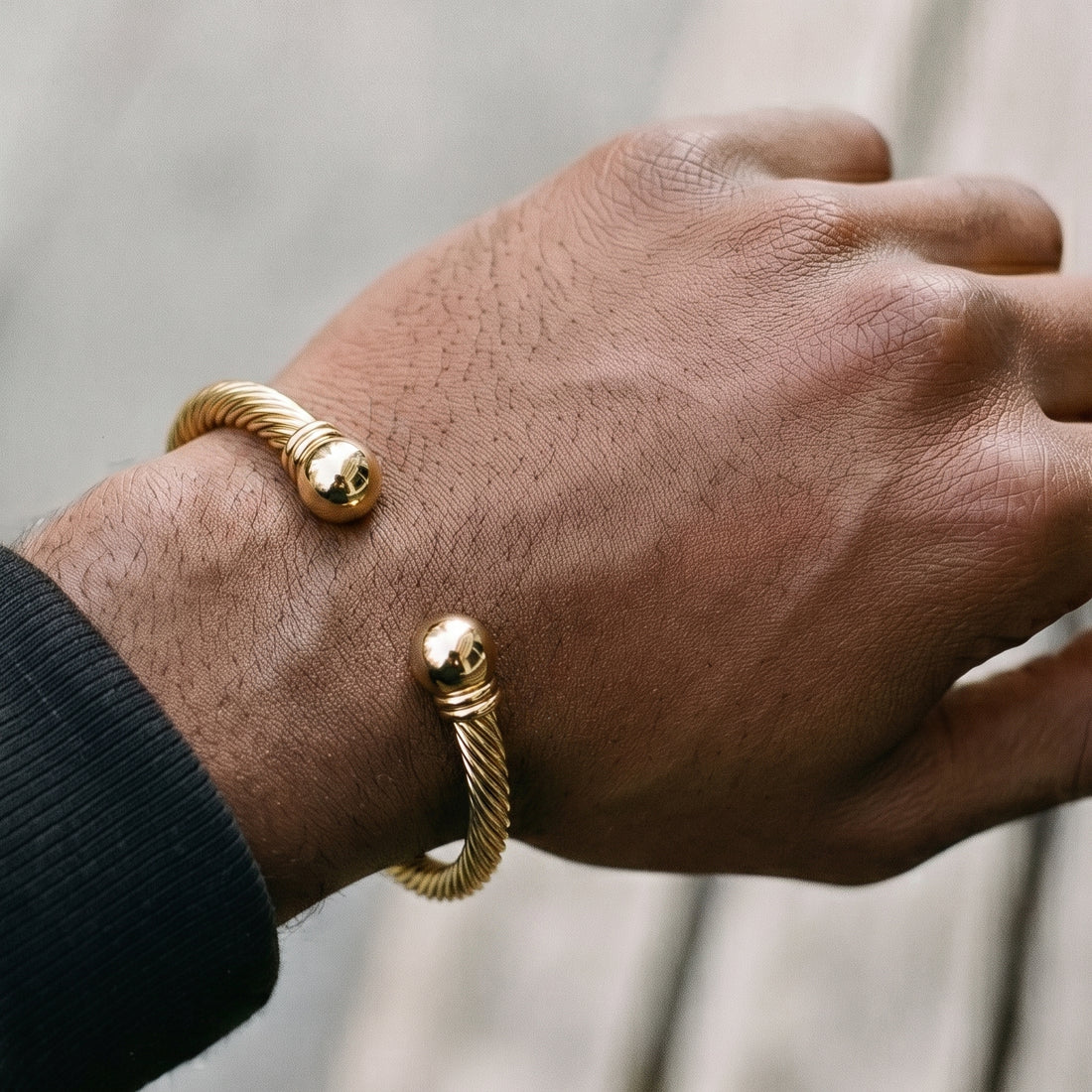 Gold Pattern Torque Bangle Bracelet Adjustable