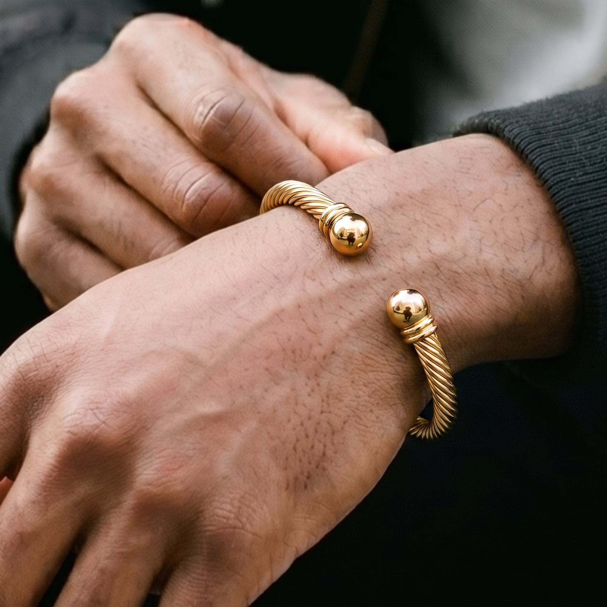 Gold Pattern Torque Bangle Bracelet Adjustable