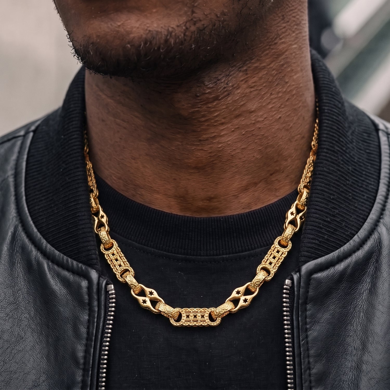 Gold Stars and Bars Chain 11mm