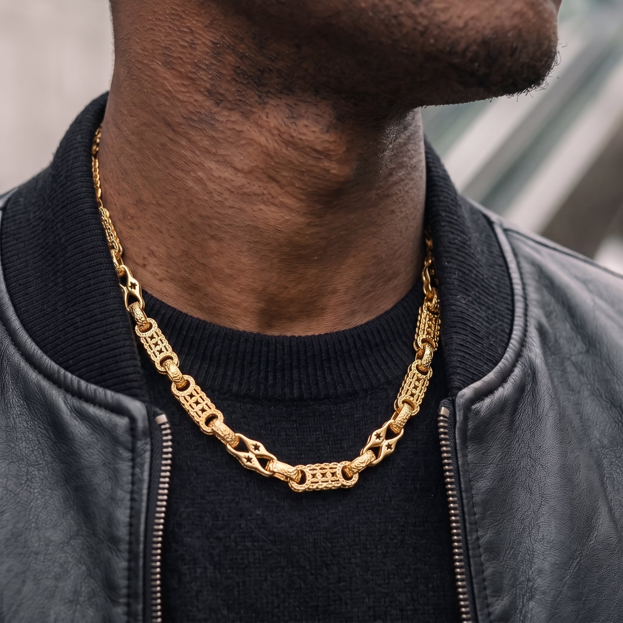 Gold Stars and Bars Chain 11mm