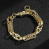 Gold stars and bars bracelet, 11mm wide, 7/7.5 inches long, 57 grams.