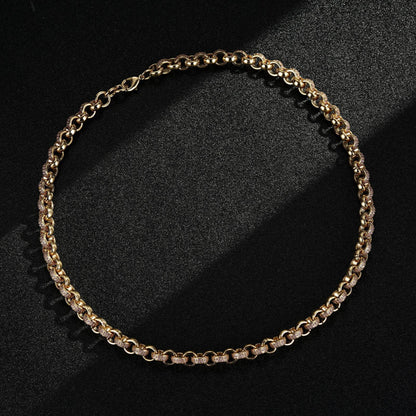 Gold Belcher Chain with Pink Stones Detail