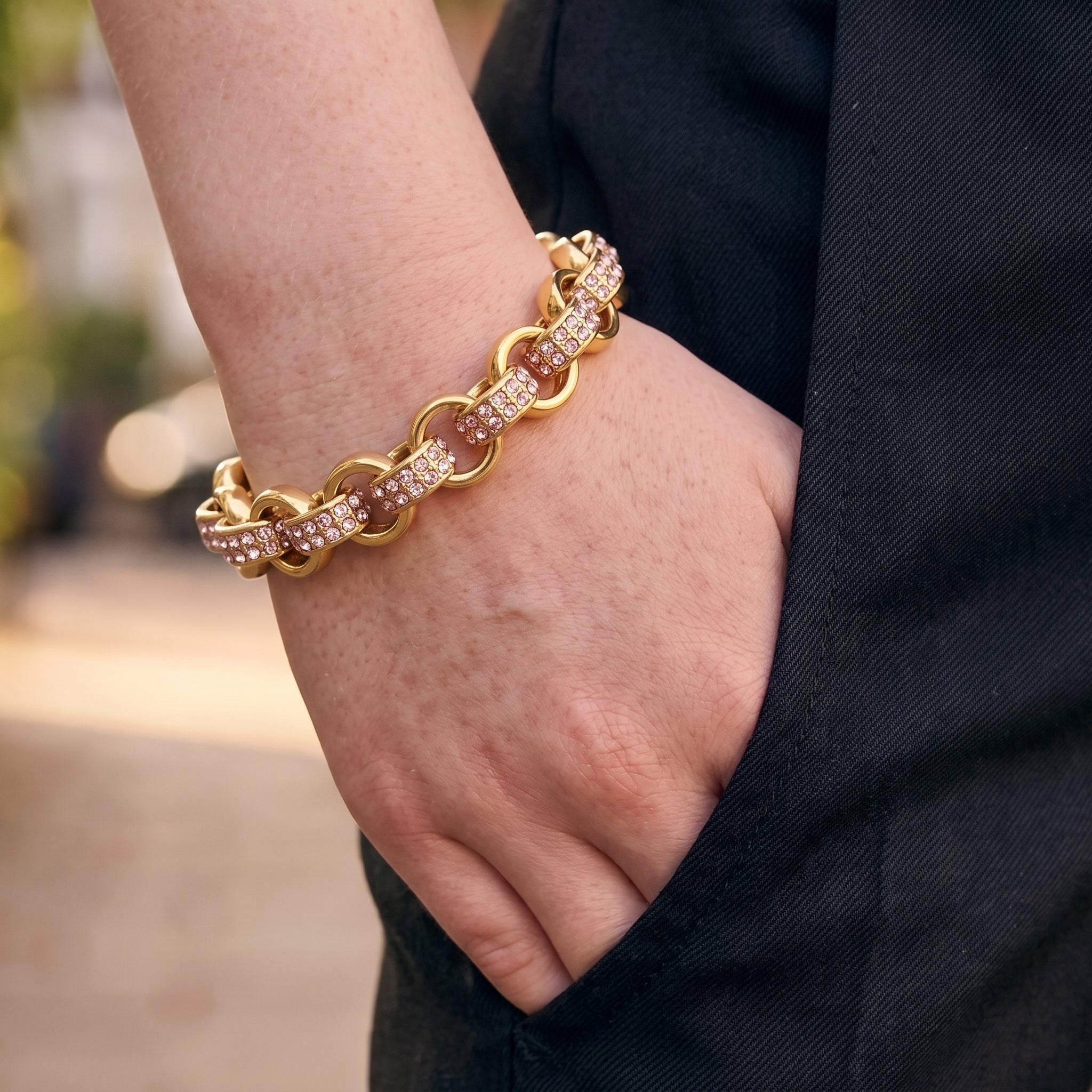 Pink 8mm Adjustable Belcher Bracelet