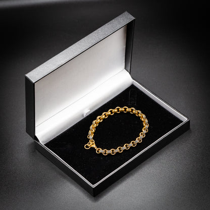 8mm Gold Dark Blue Stone Belcher Bracelet 6/7 Inches