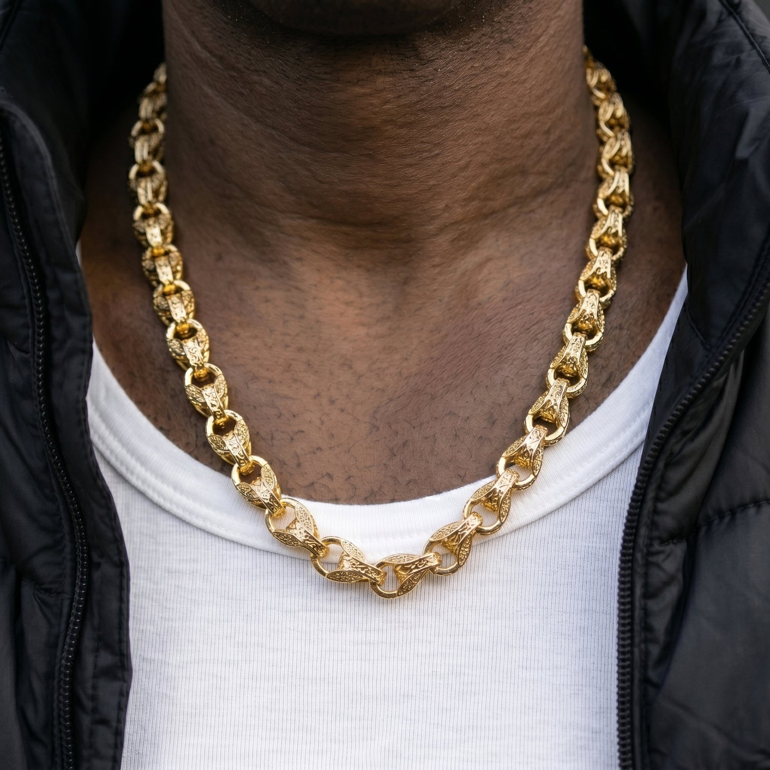 Luxury Gold XXL 15mm 3D Tulip Chain with Albert Clasp Super Heavy
