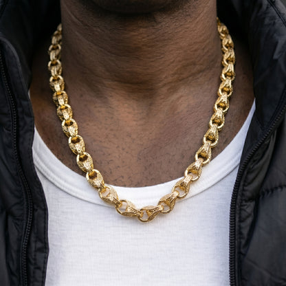 Luxury Gold XXL 15mm 3D Tulip Chain with Albert Clasp Super Heavy