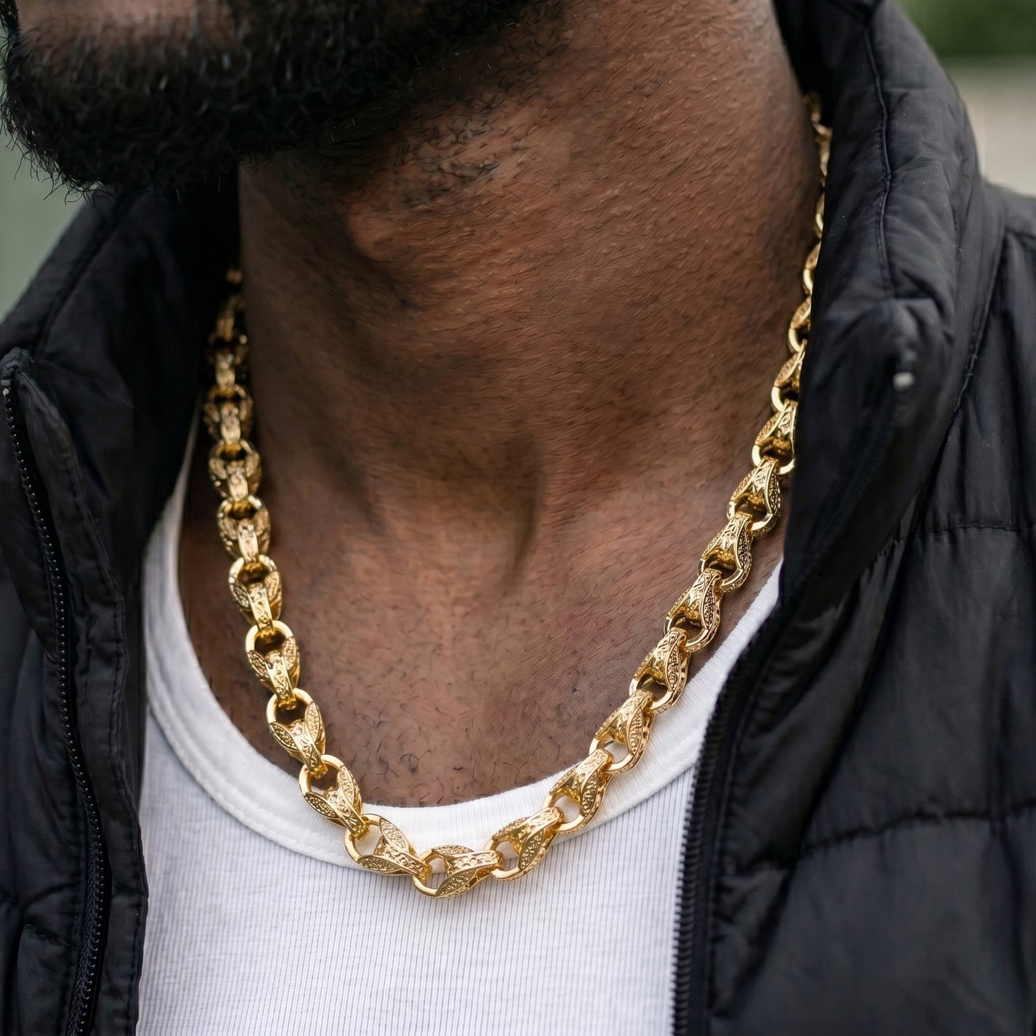 Luxury Gold XXL 15mm 3D Tulip Chain with Albert Clasp Super Heavy
