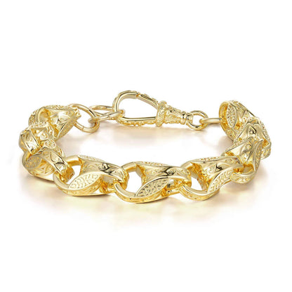 Gold XXL 3D Tulip Chain &amp; Bracelet Set 15mm