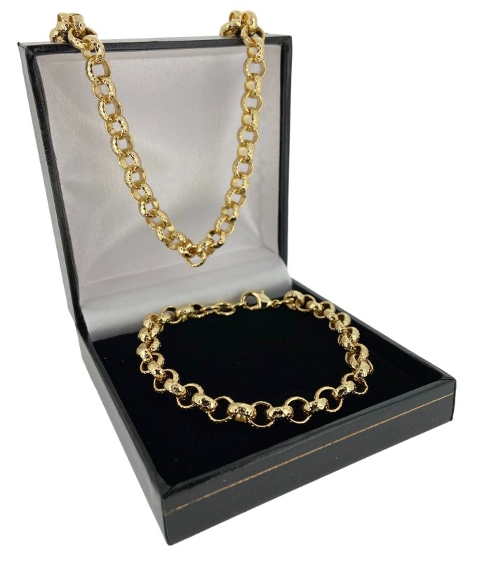 Small Gold Belcher Chain Set with Necklace and Bracelet