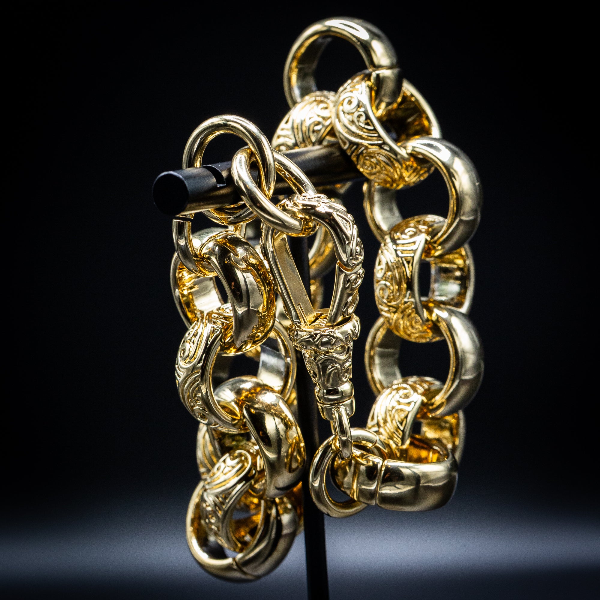 18mm Gold Pattern Belcher Bracelet Albert Clasp 8 Inch