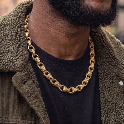 New Luxury Gold 12mm 3D Tulip Chain with Albert Clasp