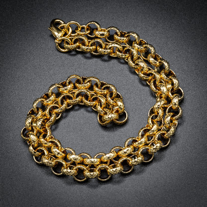 Gold Diamond-Cut Patterned Belcher Chain 8mm