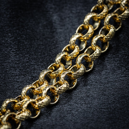 Gold Diamond-Cut Patterned Belcher Chain 8mm