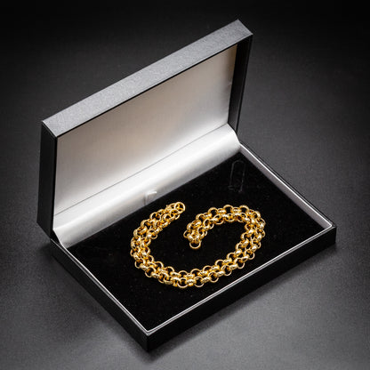 Gold Diamond-Cut Patterned Belcher Chain 8mm