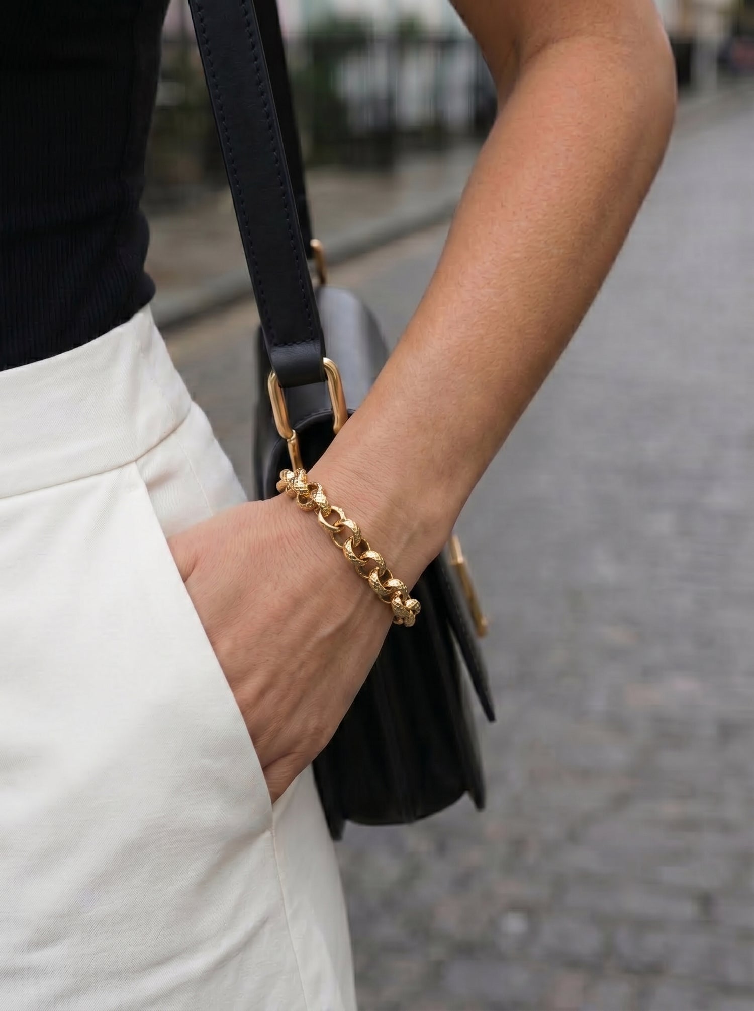Gold Diamond-Cut Belcher Bracelet 8mm