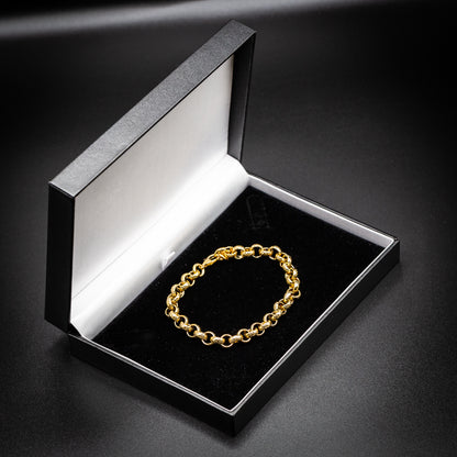 Gold Diamond-Cut Patterned Belcher Bracelet 8mm