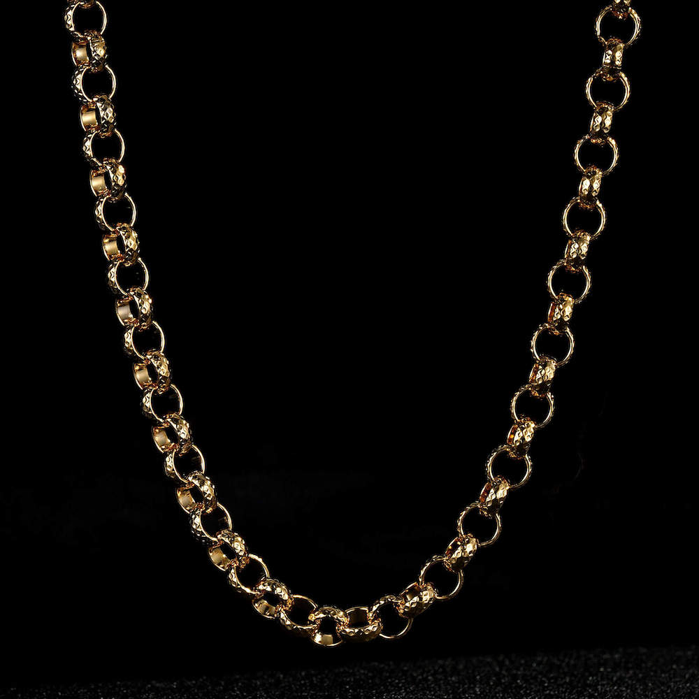 Gold Filled 8mm Belcher Chain with Diamond Cut, Luxury Box Included