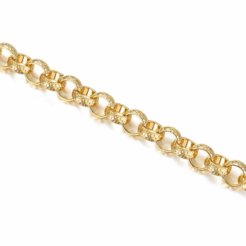 Gold Filled Small Belcher Chain with Diamond-Cut Pattern, 8mm Wide