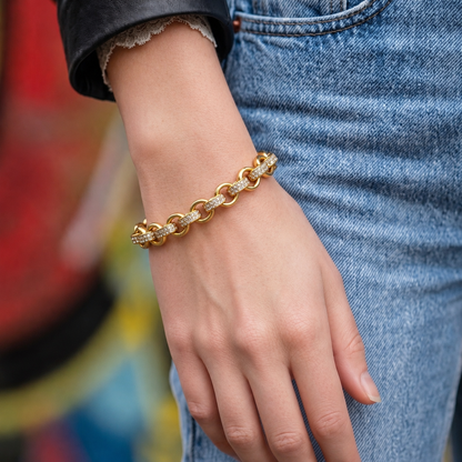 Gold CZ Belcher Bracelet 8mm