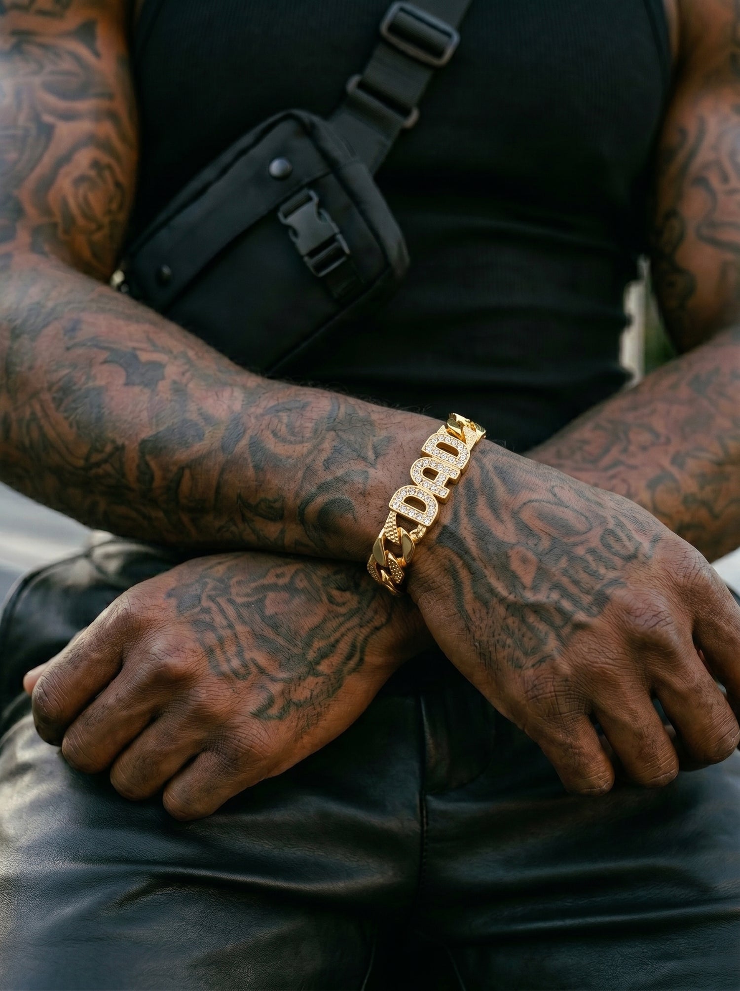 Gold Dad Curb Chaps Bracelet 18mm