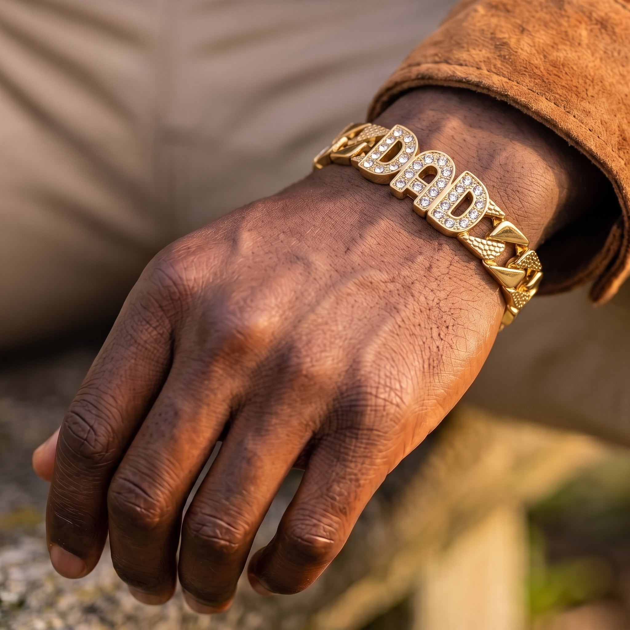 Gold Dad Curb Chaps Bracelet 18mm