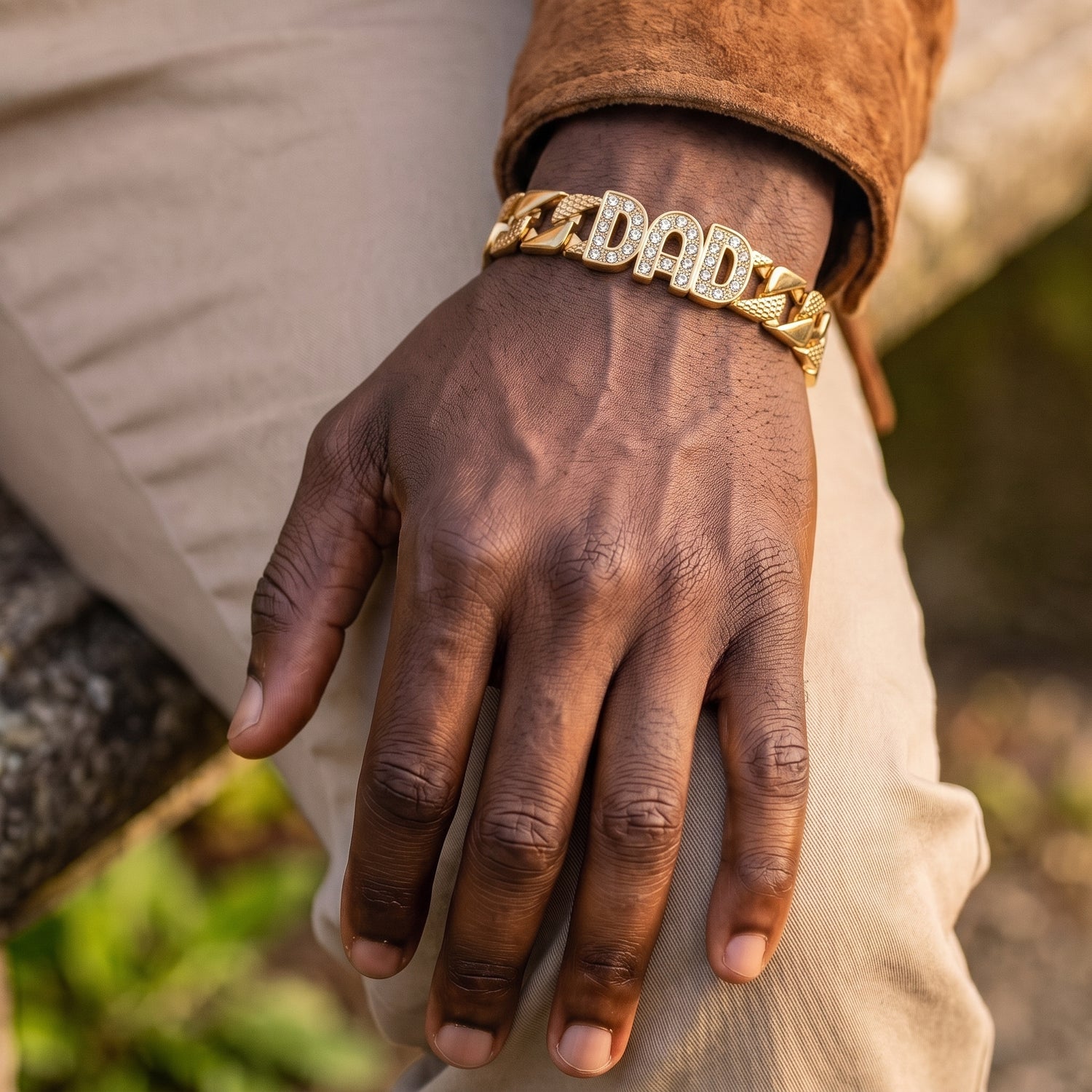 Gold Dad Curb Chaps Bracelet 18mm
