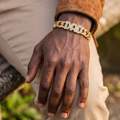 Gold Dad Curb Chaps Bracelet 18mm