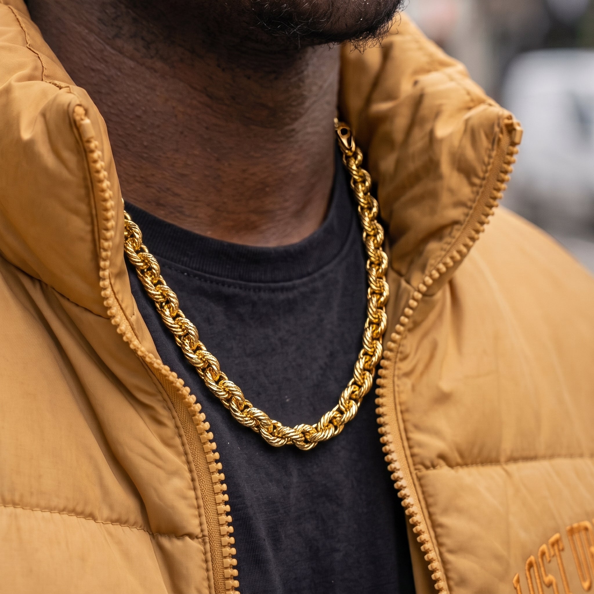 Gold Lined Patterned Belcher Chain 9mm