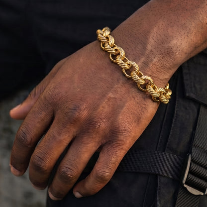 Gold Lined Patterned Belcher Bracelet 9mm