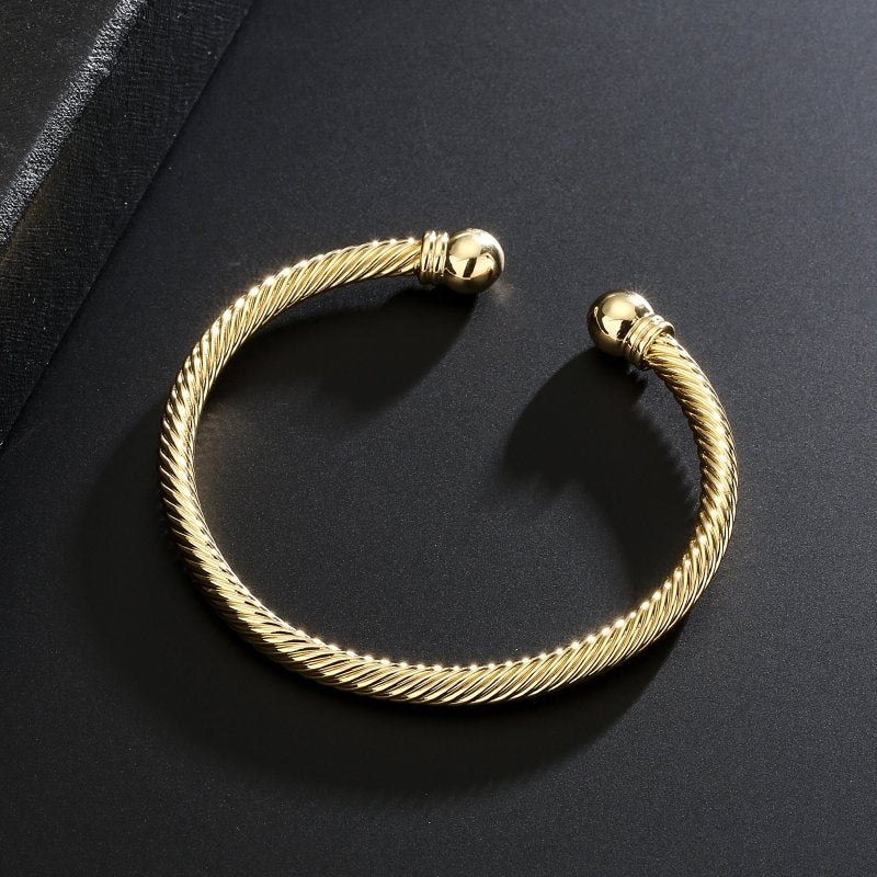 4mm Gold Twisted Torque Adjustable Bangle 6–6.5” Wrist 12g Classic Jewellery
