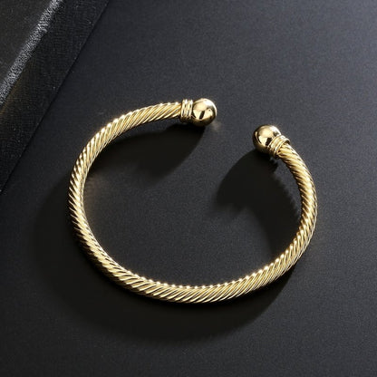 4mm Gold Twisted Torque Adjustable Bangle 6–6.5” Wrist 12g Classic Jewellery