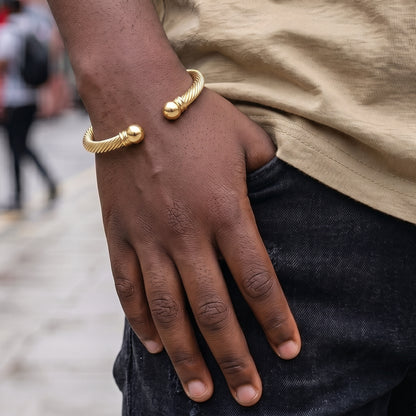Gold Torque Bangle Bracelet Adjustable