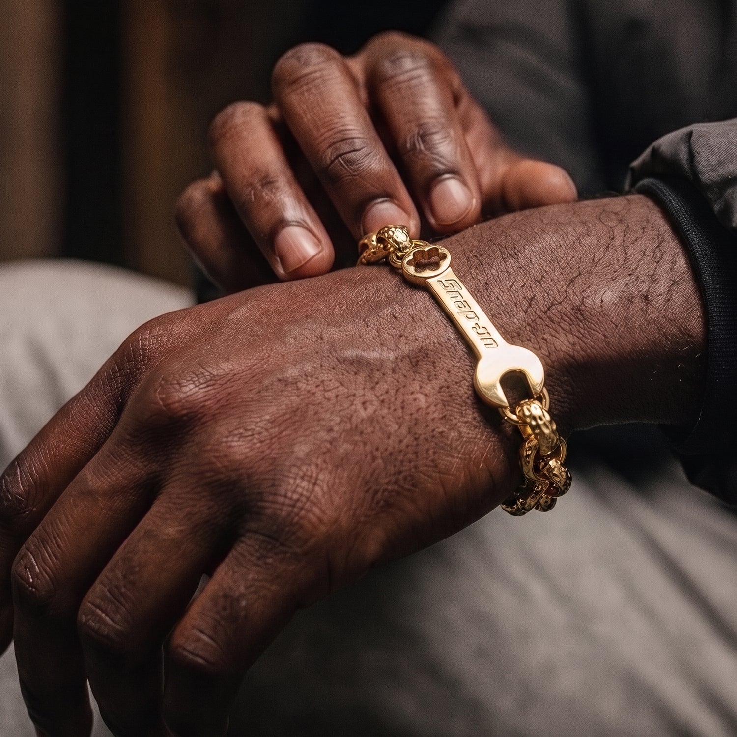 Gold 12mm Large Spanner Belcher Bracelet