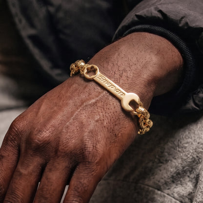 Gold 12mm Large Spanner Belcher Bracelet