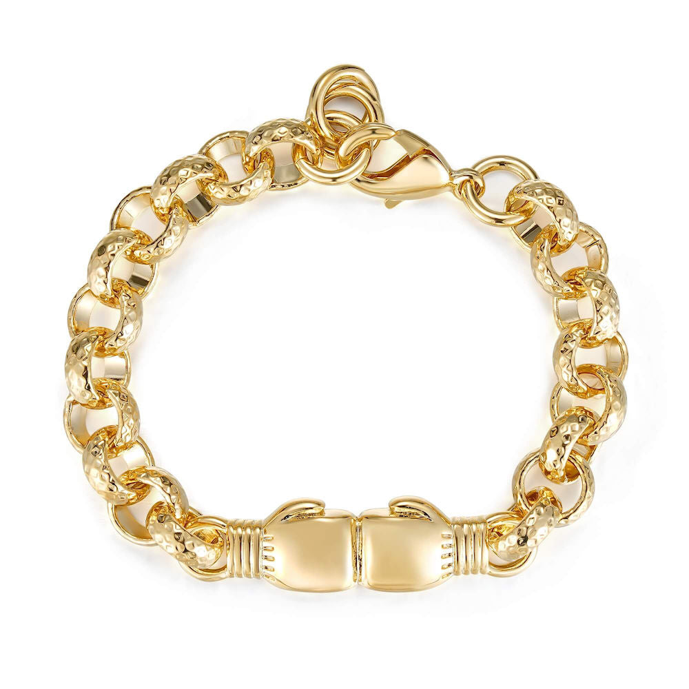 8mm Kids Gold Double Boxing Glove Belcher Bracelet